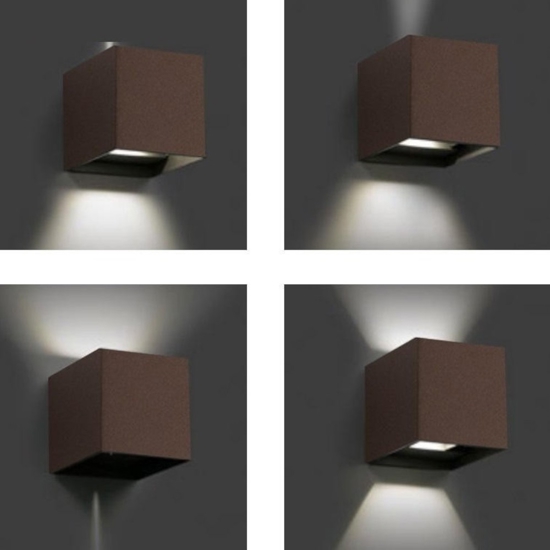 Life applique cubo da esterno led 7w 4000k marrone