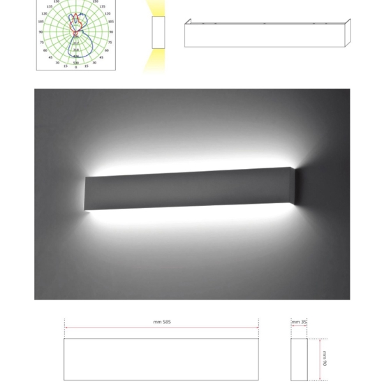 Applique nero isyluce led 24w 3000k per soggiorno