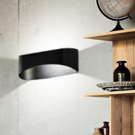 Isyluce applique moderna nera led 10w 4000k design tondo