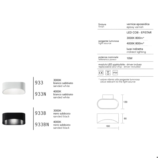 Isyluce applique moderna nera led 10w 4000k design tondo