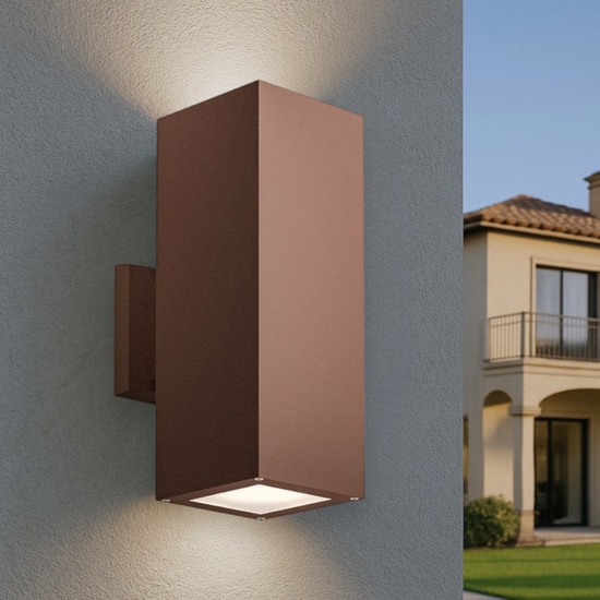 Applique da esterno marrone corten squadrato gea luce