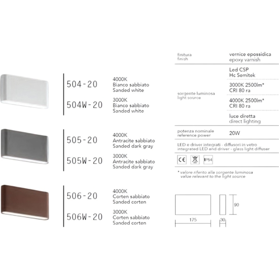 Isyluce applique da esterno bianco led 20w 3000k moderna fp