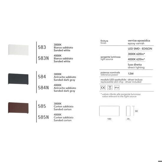 Isyluce applique per esterni antracite 12w 3000k fp