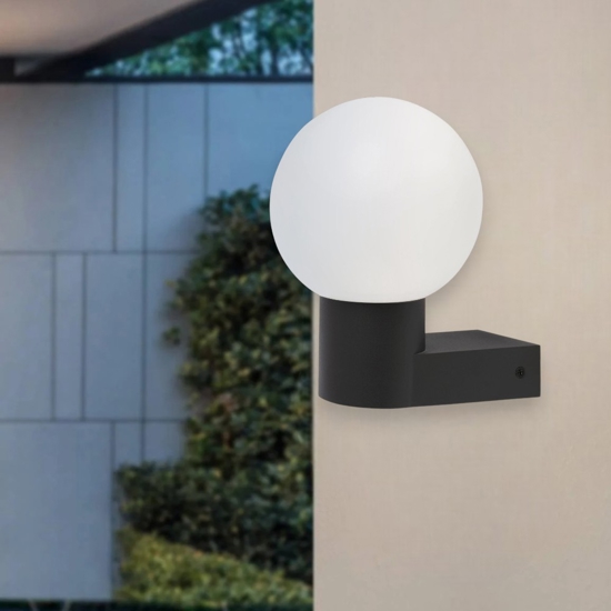 Applique per esterno antracite e sfera bianca