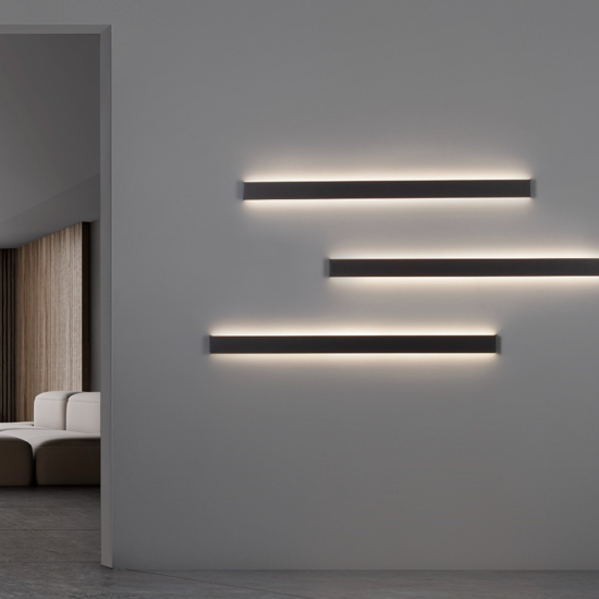 Applique da esterno 120cm led 44w 3000k rettangolare nero