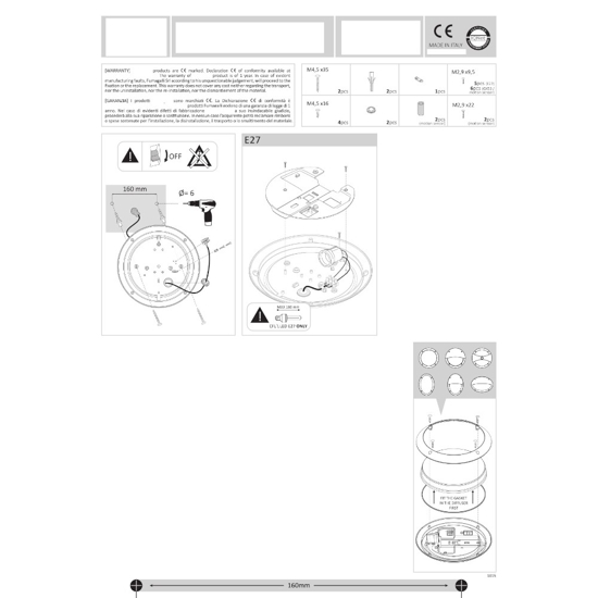 Ideal lux medea-1 ap1 applique da esterno ovale nero