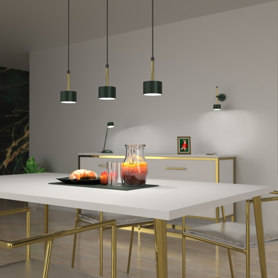 Lampada a sospensione pendente verde oro