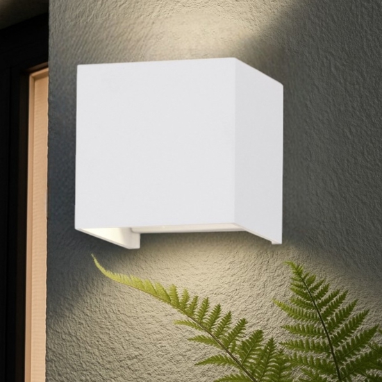 Applique 20w 4000k cubo xl da esterno bianco led moderna