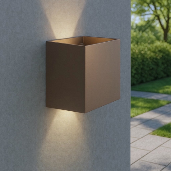 Applique cubo xl corten marrone per esterno 20w 4000k