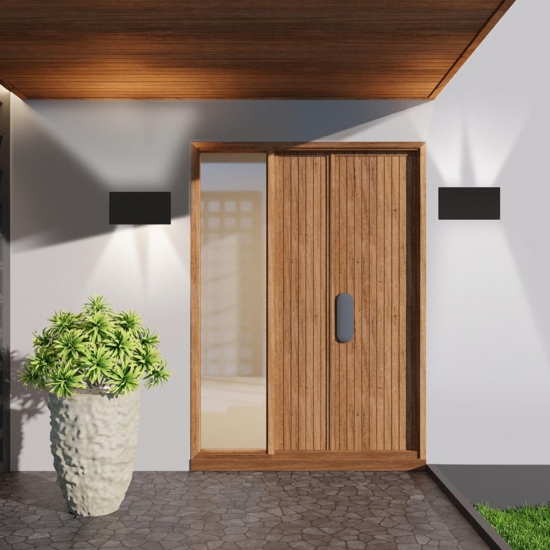 Applique 24w 3000k rettangolare antracite da esterno moderna