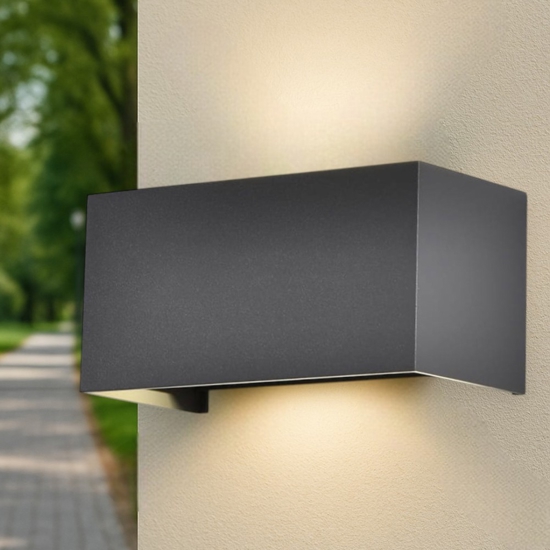 Applique 24w 3000k rettangolare antracite da esterno moderna