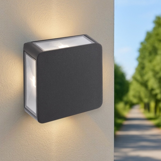 Applique da esterno antracite led 8w 3000k quadrato fp