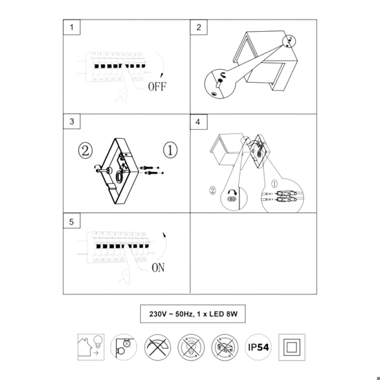 Applique per esterno nero 8w 3000k quadrato anti corrosione