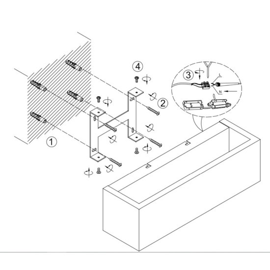 Applique di legno rettangolare led dimmerabile 13,5w 3000k
