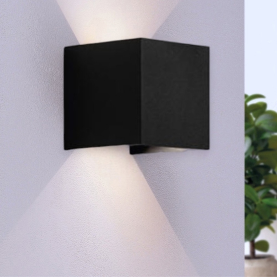 Applique da esterno nero cubo led 16w 4000k moderna
