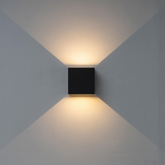 Applique da esterno led 20w 3000k cubo xl nero