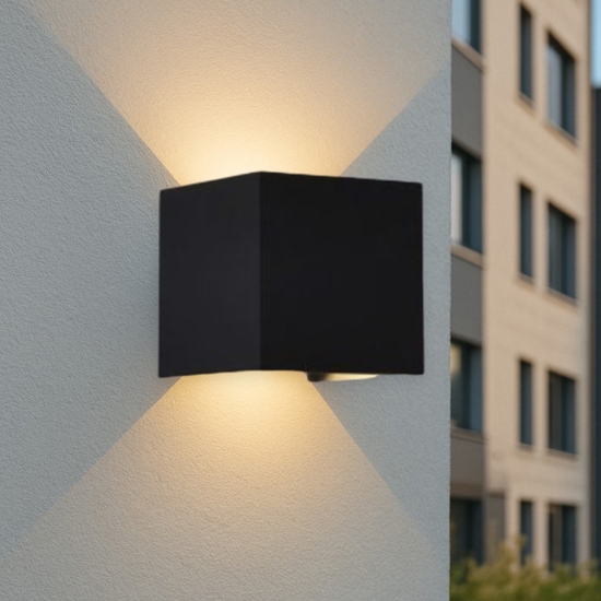 Applique da esterno led 20w 3000k cubo xl nero