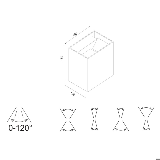 Applique da esterno led 20w 3000k cubo xl nero