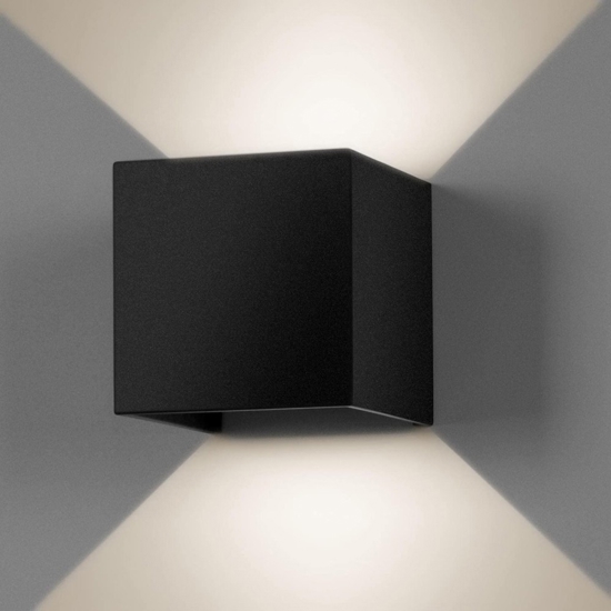 Applique per esterni led 20w 4000k cubo xl nero moderna