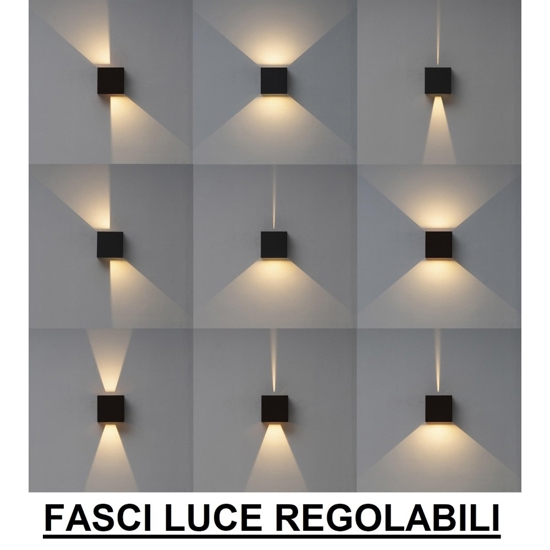 Applique per esterni led 20w 4000k cubo xl nero moderna