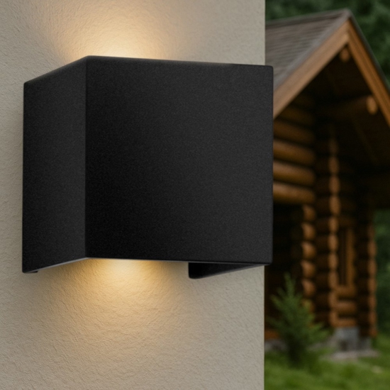 Applique per esterni led 20w 4000k cubo xl nero moderna