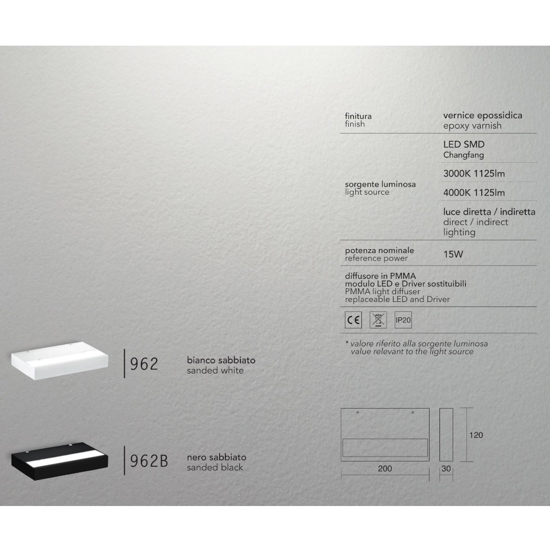 Applique nero isyluce plate duplex led 15w 3000k-4000k