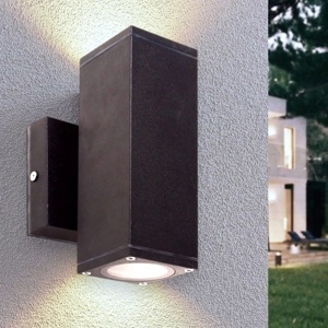 Applique da esterno facciata nero squadrato luce sopra sotto