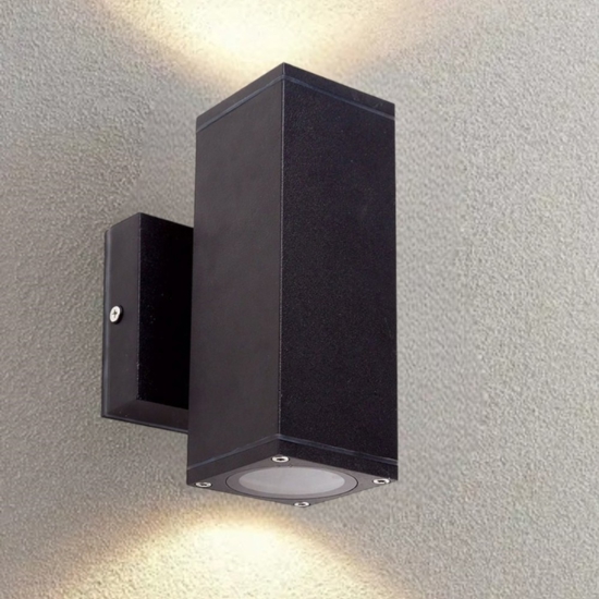 Applique da esterno facciata nero squadrato luce sopra sotto
