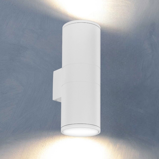 Gun ap2 big applique per esterno ip44 ideal lux cilindro bianco luce up&down