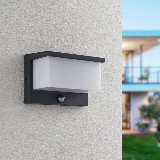 Applique da esterno led 3000k moderna antracite con sensore di movimento