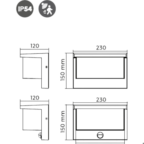 Applique da esterno led 3000k moderna antracite con sensore di movimento