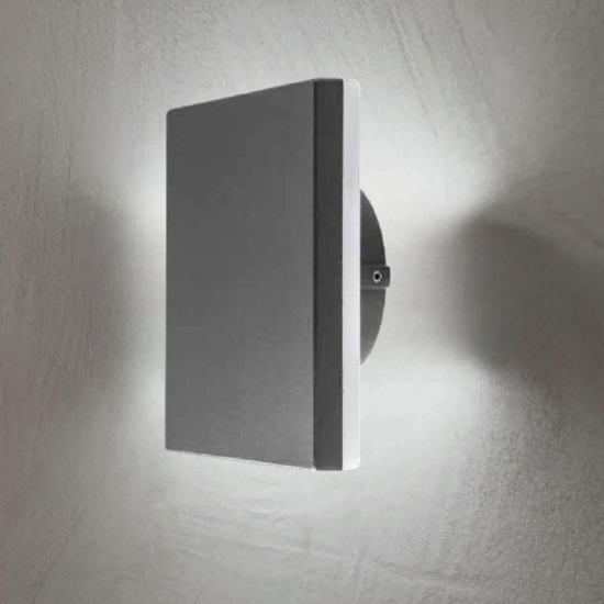 Applique per esterno antracite quadrato led 9,6w 3000k