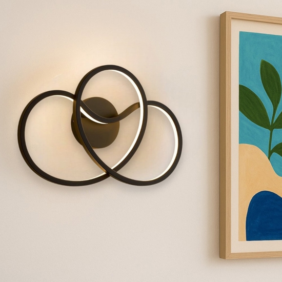 Applique da parete nera led 12w 3000k design moderna