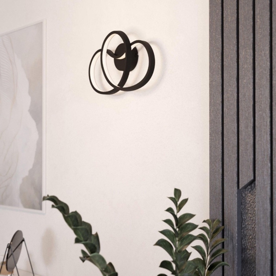 Applique da parete nera led 12w 3000k design moderna