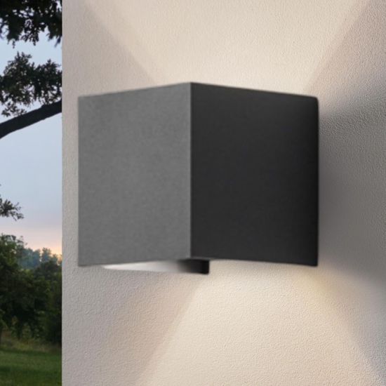 Applique cubo led 6w 3000k antracite isyluce per esterno