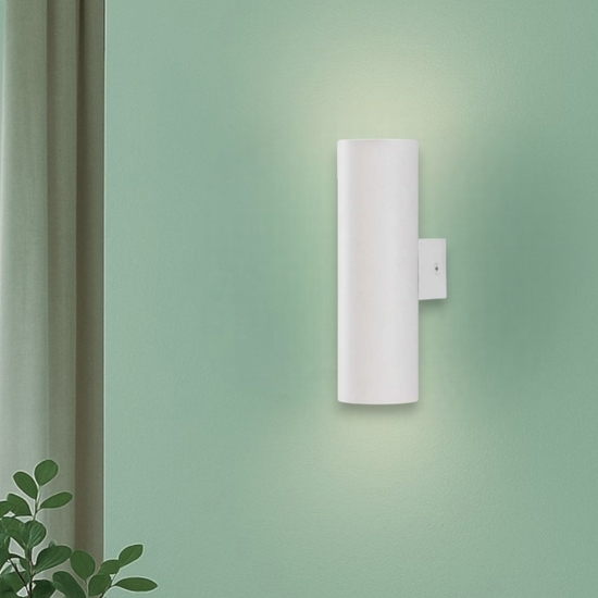 Applique da parete moderna cilindro bianco biemissione