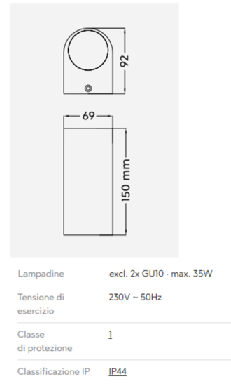 Applique bianca per esterno design moderno ip44