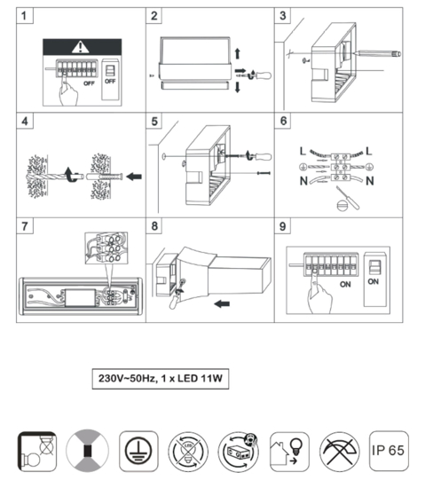 Applique da esterno moderna per balcone led 11w 3000k