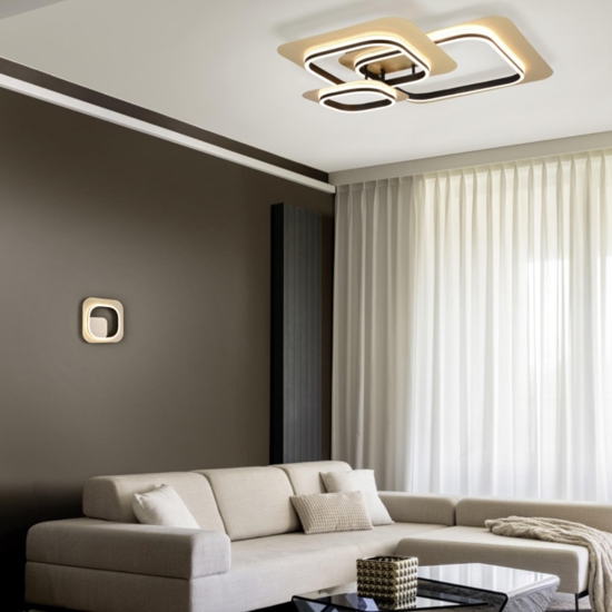 Applique led oro nero quadrato design moderno 12w 3000k dimmerabile
