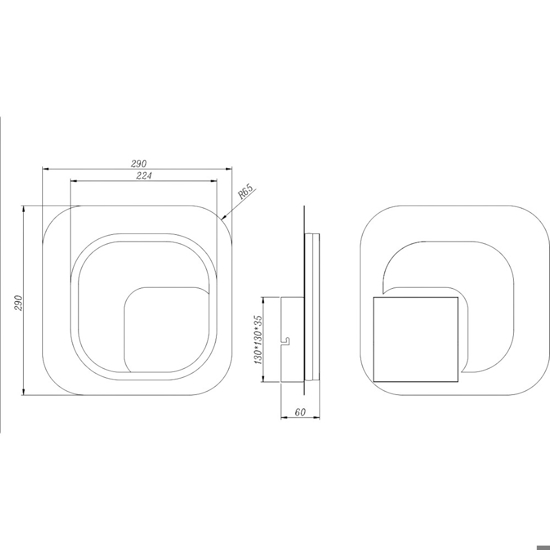 Applique led oro nero quadrato design moderno 12w 3000k dimmerabile