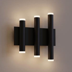 Applique nera led 36w 3000k design moderna da parete