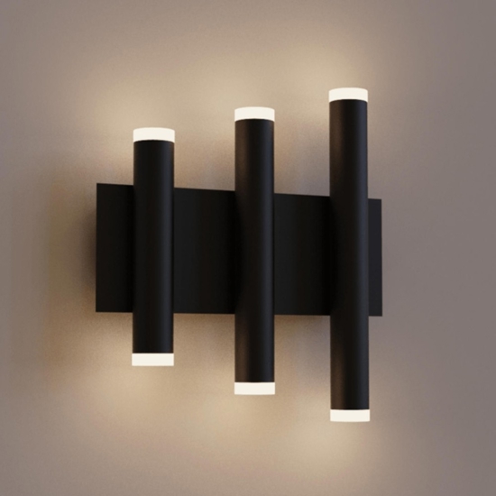 Applique nera led 36w 3000k design moderna da parete
