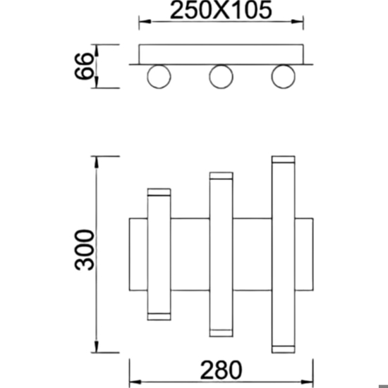 Applique nera led 36w 3000k design moderna da parete