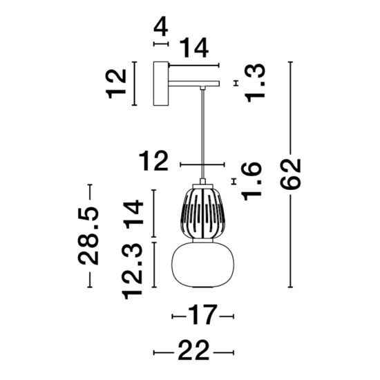 Applique oro sfere di vetro led 18w 3000k