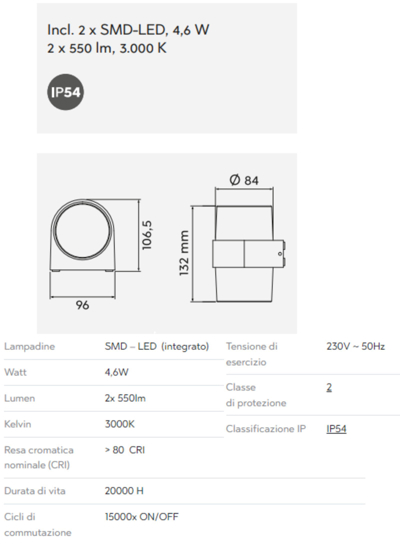 Applique da esterno moderno antracite 9w 3000k