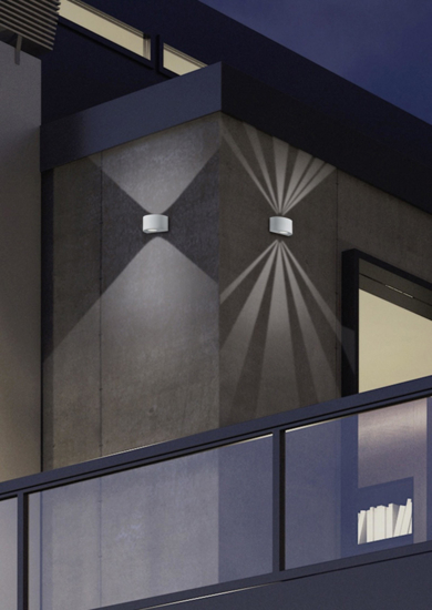 Applique bianca da esterno moderna 4w 3000k fasci di luce regolabili