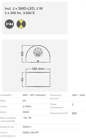 Applique bianca da esterno moderna 4w 3000k fasci di luce regolabili
