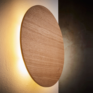 Applique da parete in legno 30cm moderna disco rotondo
