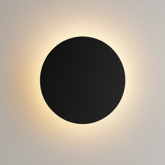 Applique disco cerchio nero da parete moderna 20cm