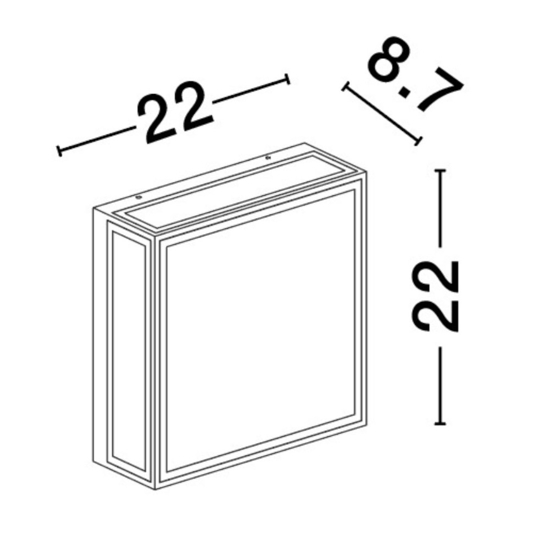 Applique per esterno da parete soffitto quadrata 16w 3000k